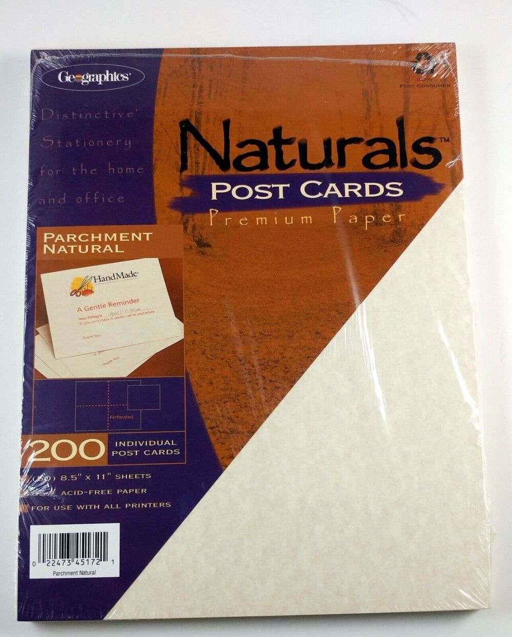 Post Cards Parchment Natural  200-Ct Geographics Naturals Post Cards New